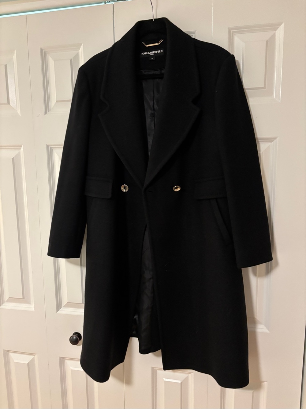 Karl Lagerfeld Black Double-Breasted Coat